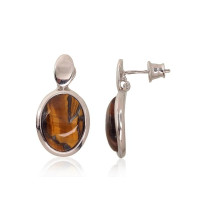 Sudraba auskari-puseti, 6.1 g, Sudrabs 925 prove, rodijs (pārklājums), Tīģeracs