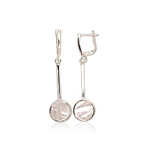 Silver earrings with 'english' lock, Silver 925 fineness, Mother-of-pearl