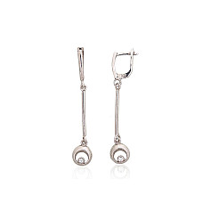 Silver earrings with 'english' lock, 3.5 g, Silver 925 fineness, Zirkons