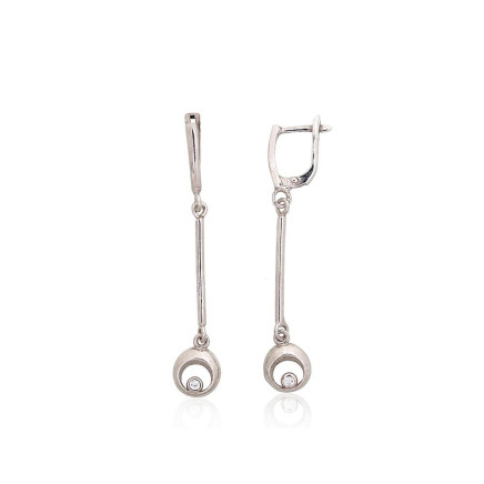 English lock,  - Silver earrings with english lock, 3.6 g, Silver 925 fineness, Zirkons