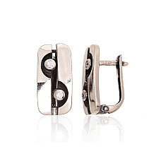 Silver earrings with 'english' lock, 4.8 g, Silver 925 fineness, oxide (Plating), Zirkons