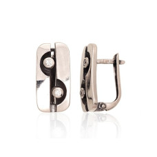 Silver earrings with 'english' lock, 5.2 g, Silver 925 fineness, oxide (Plating), Zirkons