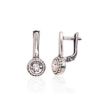 Silver earrings with 'english' lock, Silver 925 fineness, oxide (Plating), Zirkons