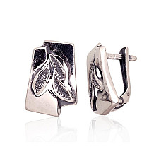 Silver earrings with 'english' lock, 3.4 g, Silver 925 fineness, oxide (Plating)