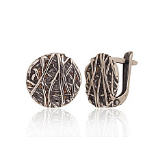 Silver earrings with 'english' lock, 3.3 g, Silver 925 fineness, oxide (Plating)