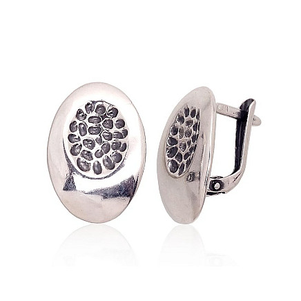 English lock,  - Silver earrings with english lock, 4.5 g, Silver 925 fineness, oxide (Plating)