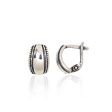 Silver earrings with 'english' lock, 2.1 g, Silver 925 fineness, oxide (Plating)