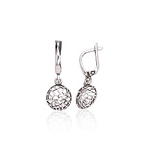 Silver earrings with 'english' lock, Silver 925 fineness, oxide (Plating)