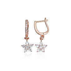 Silver earrings with 'english' lock, 3.1 g, Silver 925 fineness, red gold (Plating), Zirkons