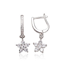 Silver earrings with 'english' lock, 3.2 g, Silver 925 fineness, Rhodium (Plating), Zirkons