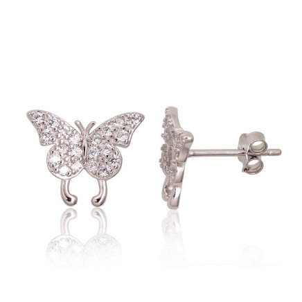 stud,  - Silver stud earrings, Silver 925 fineness, Rhodium (Plating), Zirkons