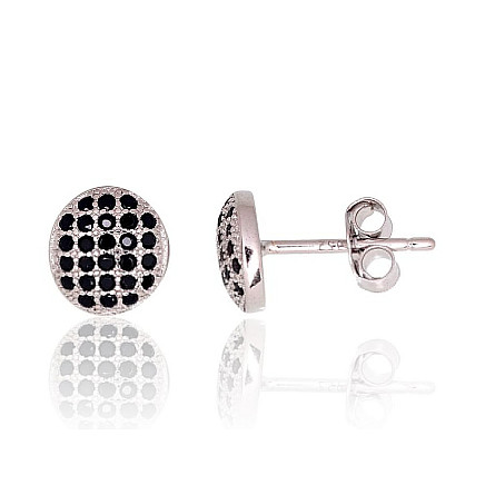 stud,  - Silver stud earrings, Silver 925 fineness, Rhodium (Plating), Zirkons