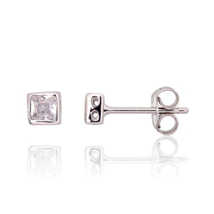 stud,  - Silver stud earrings, Silver 925 fineness, Rhodium (Plating), Zirkons