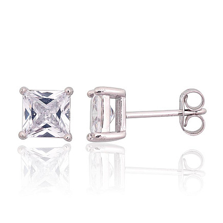stud,  - Silver stud earrings, Silver 925 fineness, Rhodium (Plating), Zirkons