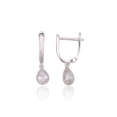 Silver earrings with 'english' lock, 2.1 g, Silver 925 fineness, Rhodium (Plating), Zirkons