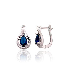 Silver earrings with 'english' lock, 3.7 g, Silver 925 fineness, Rhodium (Plating), Zirkons