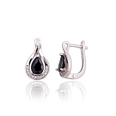 Silver earrings with 'english' lock, 3.9 g, Silver 925 fineness, Rhodium (Plating), Zirkons