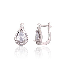 Silver earrings with 'english' lock, 3.8 g, Silver 925 fineness, Rhodium (Plating), Zirkons