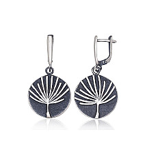 Silver earrings with 'english' lock, Silver 925 fineness, oxide (Plating)