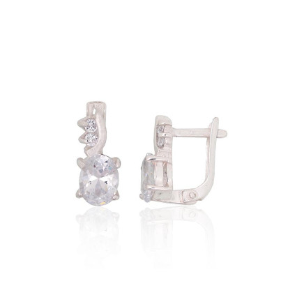 English lock,  - Silver earrings with english lock, 3.2 g, Silver 925 fineness