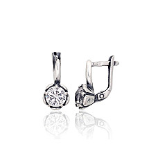 Silver earrings with 'english' lock, 3.6 g, Silver 925 fineness, oxide (Plating), Zirkons