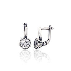 Silver earrings with 'english' lock, 3.7 g, Silver 925 fineness, oxide (Plating), Zirkons