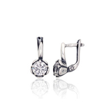 Silver earrings with 'english' lock, 3.8 g, Silver 925 fineness, oxide (Plating), Zirkons