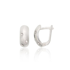 Серебряные серьги на английском замке, 2.6 g, Серебро 925 проба, Цирконы