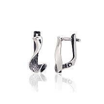 Silver earrings with 'english' lock, Silver 925 fineness, oxide (Plating)
