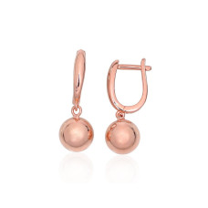 Silver earrings with 'english' lock, 4.5 g, Silver 925 fineness, red gold (Plating)