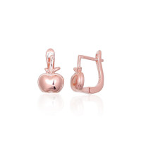 Серебряные серьги на английском замке, 2.5 g, Серебро 925 проба, красное золото (покрытие)