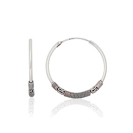 Серьги-кольца,  - Серебряные серьги-кольца, 3 g, Серебро 925 проба, оксид (покрытие)