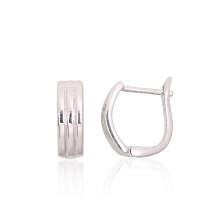 English lock,  - Silver earrings with english lock, 2.7 g, Silver 925 fineness, Rhodium (Plating)