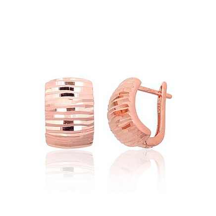 English lock,  - Silver earrings with english lock, 4 g, Silver 925 fineness, red gold (Plating)