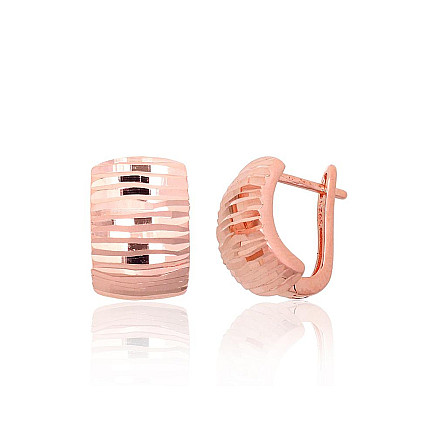 English lock,  - Silver earrings with english lock, 4.1 g, Silver 925 fineness, red gold (Plating)