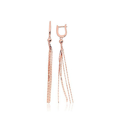 English lock,  - Silver earrings with english lock, 3.7 g, Silver 925 fineness, red gold (Plating)
