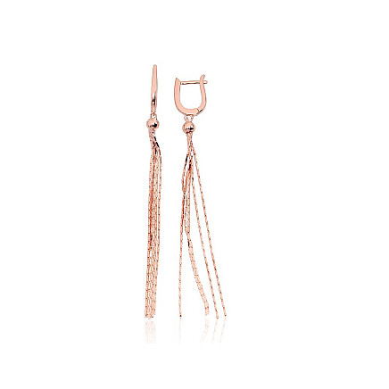 English lock,  - Silver earrings with english lock, 3.8 g, Silver 925 fineness, red gold (Plating)