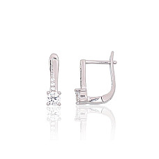 Silver earrings with 'english' lock, 1.7 g, Silver 925 fineness, Rhodium (Plating), Zirkons