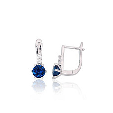 Silver earrings with 'english' lock, 1.7 g, Silver 925 fineness, Rhodium (Plating), Zirkons