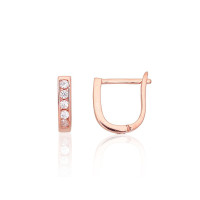 Серебряные серьги на английском замке, 1.2 g, Серебро 925 проба, красное золото (покрытие), Цирконы