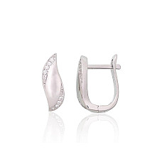 Silver earrings with 'english' lock, 2.6 g, Silver 925 fineness, Rhodium (Plating), Zirkons