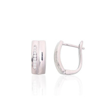 Silver earrings with 'english' lock, 2.8 g, Silver 925 fineness, Rhodium (Plating), Zirkons