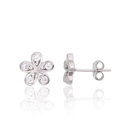 stud,  - Silver stud earrings, Silver 925 fineness, Rhodium (Plating), Zirkons