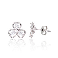 Серебряные серьги-пуссеты, 1.2 g, Серебро 925 проба, родий (покрытие), Цирконы