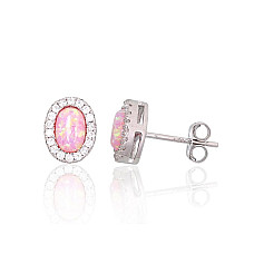 Серебряные серьги-пуссеты, 1.5 g, Серебро 925 проба, родий (покрытие), Цирконы , Опалит