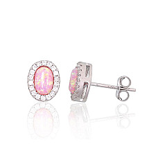 Серебряные серьги-пуссеты, 1.6 g, Серебро 925 проба, родий (покрытие), Цирконы , Опалит