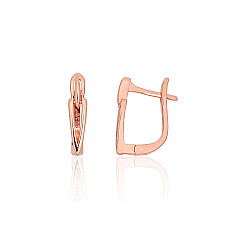 Silver earrings with 'english' lock, 2.3 g, Silver 925 fineness, red gold (Plating)