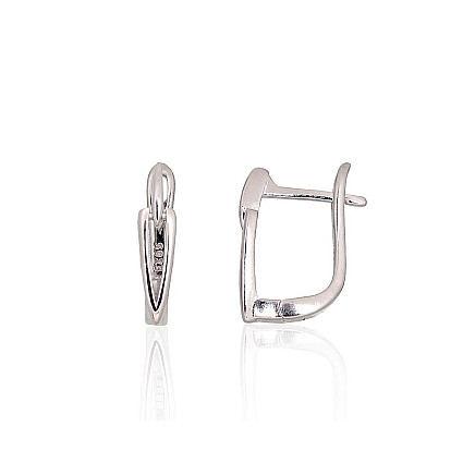 English lock,  - Silver earrings with english lock, 2.2 g, Silver 925 fineness, Rhodium (Plating)