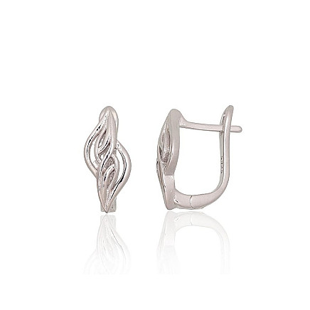 English lock,  - Silver earrings with english lock, Silver 925 fineness, Rhodium (Plating)