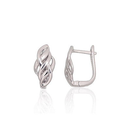 English lock,  - Silver earrings with english lock, 2.8 g, Silver 925 fineness, Rhodium (Plating)